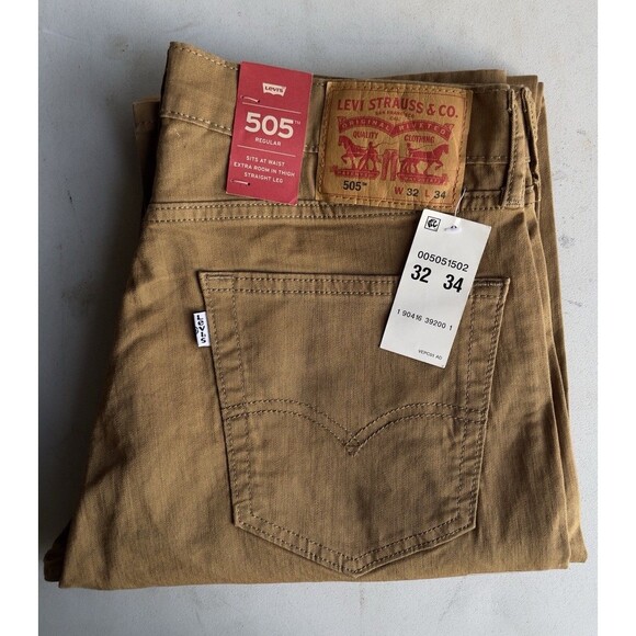 Levi's 505 Straight Fit Men’s W32 L34 2-Way Comfort Stretch Slub Twill Jeans - Picture 6 of 16